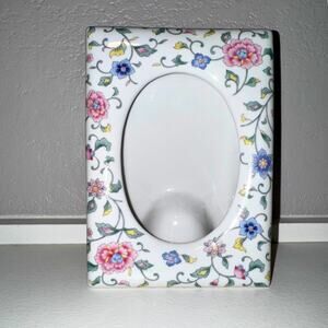Vintage Floral Porcelain Wall Pocket Vase or Frame • Cottagecore Decor